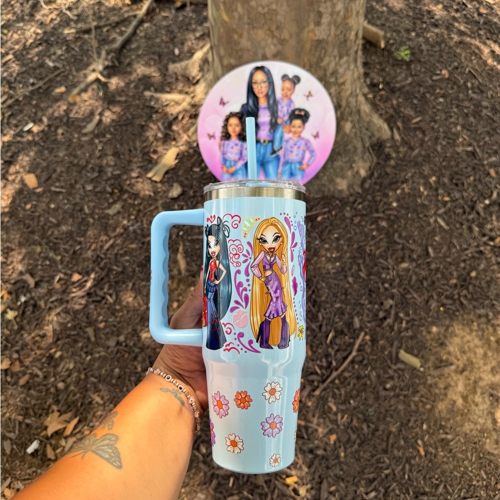 Floral Character Tumbler with Handle